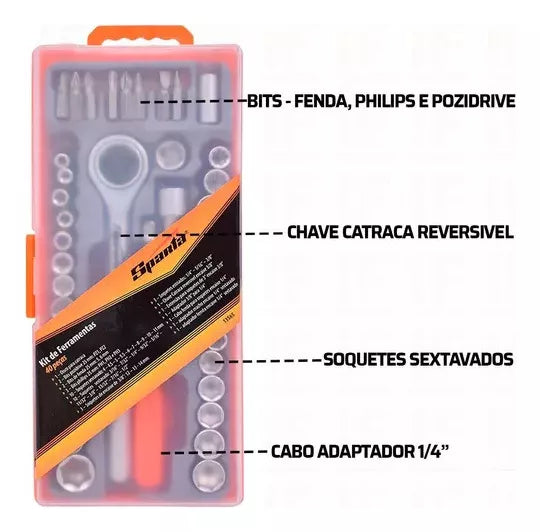 Kit Jogo De Ferramentas Completo C/ Soquetes E Chaves